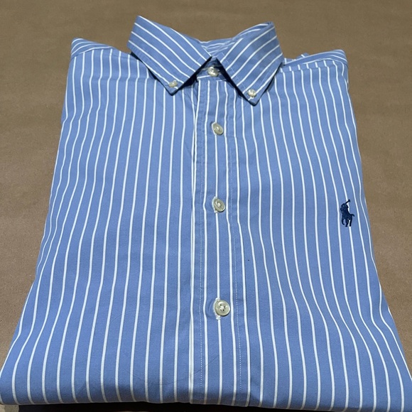 Ralph Lauren Blue and White Stripe Dress Shirt - Picture 6 of 7